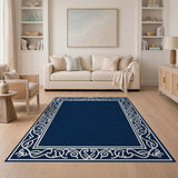 Traditional Persian Navy Ornate Border Area Rug