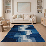 Navy Blue Overlapping Geometric Area Rug