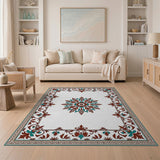 Teal Rust Medallion Traditional Persian Rug