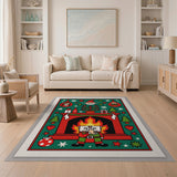 Festive Gnome Christmas Fireplace Area Rug