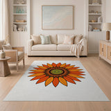 Bold Orange Sunflower Mandala Area Rug