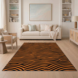 Bold Orange Tiger Stripe Orange Area Rug