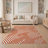 Orange Bold Orange Geometric Line Area Rug
