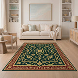 Ornate Green Gold Floral Persian Area Rug