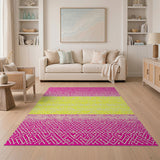 Neon Pink Yellow Geometric Lattice Rug