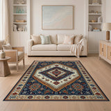 Navy Diamond Medallion Southwestern Area Rug