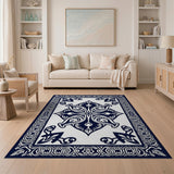 Traditional Persian Blue and Teal Ornate Navy Persian Medallion Area Rug