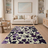 Purple Vine Leaf Floral Area Rug