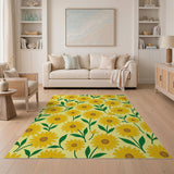 Yellow Sunny Yellow Sunflower Pattern Area Rug