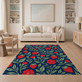 Strawberry Multi-color and Patterns Strawberry Fruit Pattern Area Rug