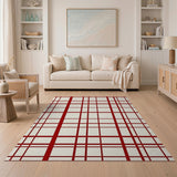 Rustic Farmhouse Bold Red White Checkered Area Rug