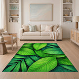 Lush Green Palm Leaf Area Rug