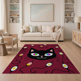 Rainbow-Eyed Black Cat Festive Area Rug