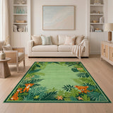 Jungle Adventure Kids Rug with Tiger Cubs Parrot