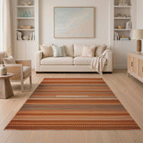 Terracotta Brown Striped Woven Area Rug