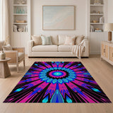 Geometric Modern Vibrant Pink Teal Mandala Area Rug