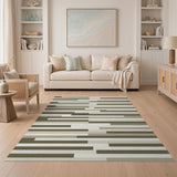 Neutral Beige Striped Geometric Area Rug
