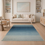 Blue Ombre Striped Area Rug