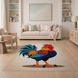 Vibrant Cartoon Rooster Area Rug