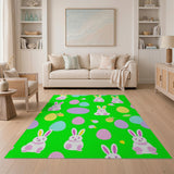Whimsical Easter Bunny Eggs Cartoon Area Rug