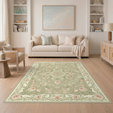 Green Sage Green Floral Vintage Area Rug