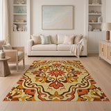 Intricate Orange Persian Medallion Area Rug