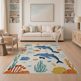 Dolphin Ocean 'AR' Alphabet Kids Area Rug