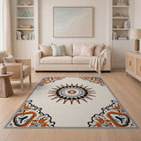 Orange Mandala Sunburst Area Rug