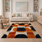 Geometric Modern Bold Geometric Orange Black Area Rug