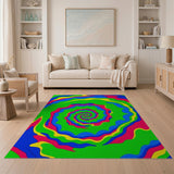 Multi-color and Patterns Hypnotic Multi-Color Spiral Abstract Area Rug