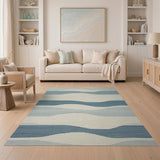 Serene Blue Wave Stripe Area Rug