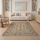 Beige Orange Teal Southwestern Kilim Rug