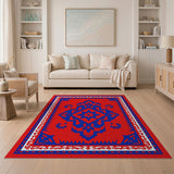Bold Red Blue Southwestern Geometric Rug