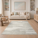 Grey Abstract Striped Area Rug