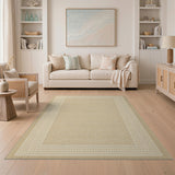 Beige Area Rug with Cream Dotted Border