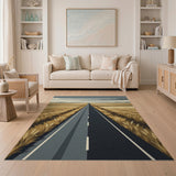 Endless Wheat Fields Highway Area Rug