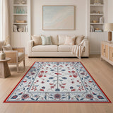 Red Bird Floral Persian Area Rug