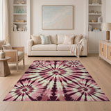 Vibrant Pink Tie-Dye Swirl Area Rug