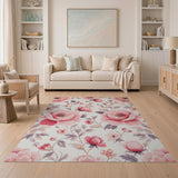 Vintage Pink Peony Floral Floral Vintage Area Rug