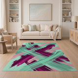 Vibrant Teal Pink Purple Brushstroke Area Rug