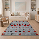 Pixelated Hearts Scatter Area Rug