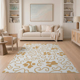 Gold Abstract Swirl Area Rug