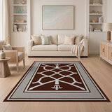 Maroon Trellis Lattice Area Rug with Grey Border