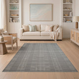 Modern Grey Textured Weave Area Rug