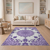 Purple Purple Floral Mandala Area Rug
