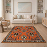 Orange Vibrant Orange Persian Motif Area Rug