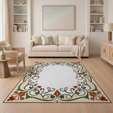 Ornate Floral Vine Border Area Rug