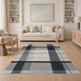Black and White Geometric Modern Modern Black White Plaid Area Rug
