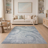 Grey Abstract Swirl Distressed Area Rug