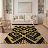 Golden Pyramid Steps Geometric Area Rug